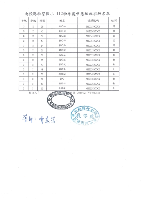 112學年度三年孝班