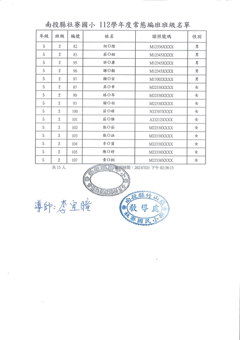 112學年度五年孝班